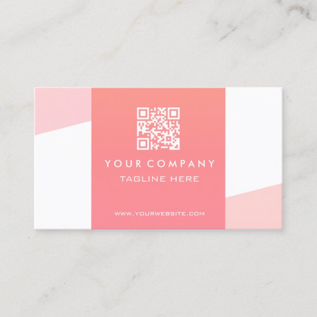 Carte De Visite Code QR simple professionnel Corail géométrique (Devant)
