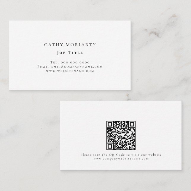 Carte De Visite Code QR simple Toute profession n'importe quelle c (Devant / Derrière)