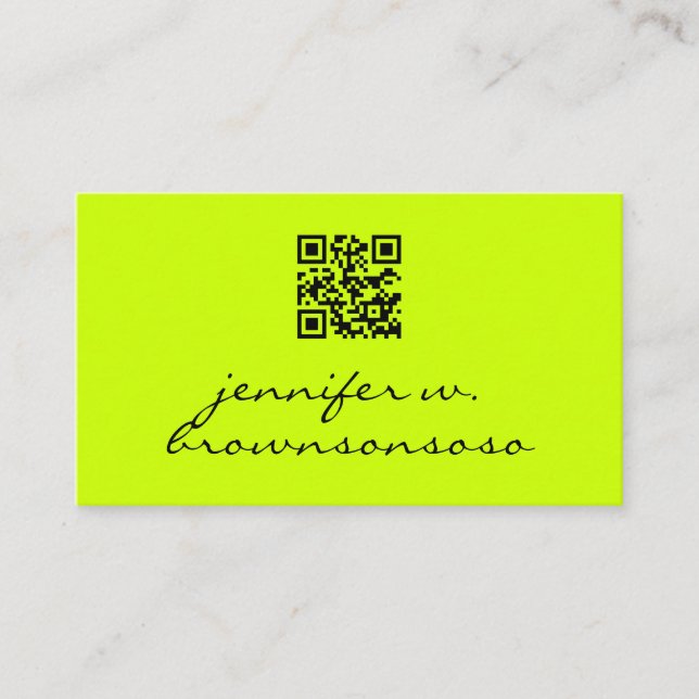 Carte De Visite Code QR simple vert néon (Devant)