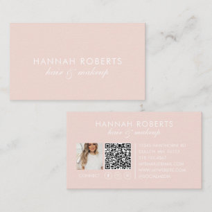 Carte De Visite Code QR Social de photo de coiffure et de maquilla