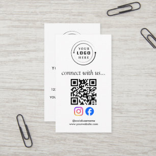Carte De Visite Code QR Social Media Moderne Logo Personnalisé