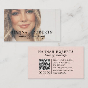Carte De Visite Code QR Social Photo Maquillage Coiffure Écriture 