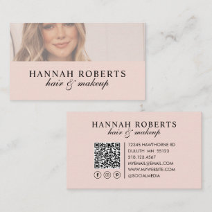 Carte De Visite Code QR Social Photo Maquillage Coiffure Écriture 