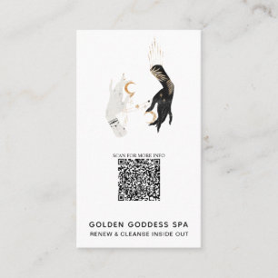 Carte De Visite *~* Code QR Stars Moon Mystic Hands Gold Spa