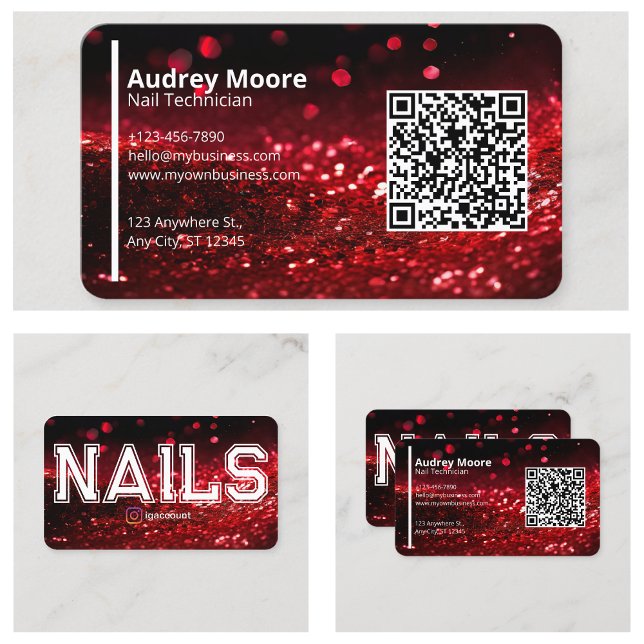 Carte De Visite Code QR Technicienne de manucure créative professi (QR Code Professional Creative Nail Technician Business Card
)
