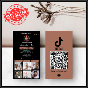 Carte De Visite Code QR TikTok Terracotta Moderne pour les Médias 