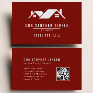 Carte De Visite Code QR Toiture Simple Bordeaux