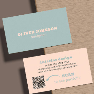 Carte De Visite Code QR typographie moderne minimaliste grasse ble