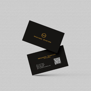 Carte De Visite Code QR Typographie Or professionnelle simple