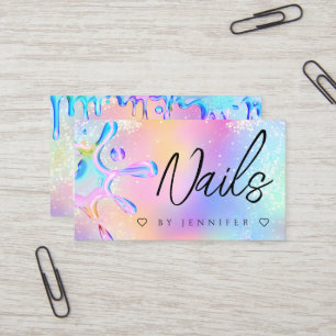 Carte De Visite Code QR Vernis Pailleté Holographique Ongles Éclab