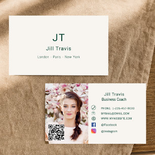 Carte De Visite Code QR vert émeraude ivoire photo pour les médias