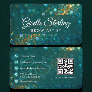 Carte De Visite Code QR vert pour artiste de sourcils