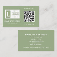 Code QR Vert Sauge Moderne Minimaliste Logo Person