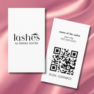 Carte De Visite Code QR vertical pour artiste de cils noir et blan