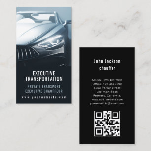 Carte De Visite Code QR voiture de transport de luxe bleu et noir