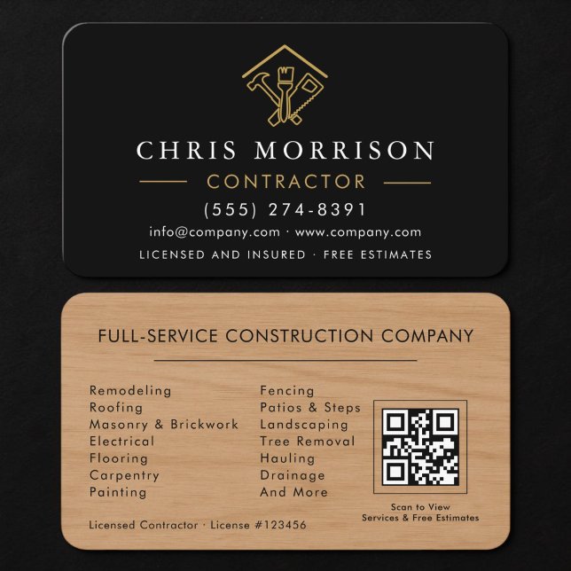 Carte De Visite Code QR Wood Home Improvement (Créateur téléchargé)