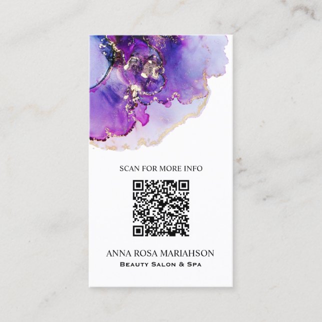 Carte De Visite *~* CODE QR Yummy Violet Bleu Or    DoréAP29 (Devant)