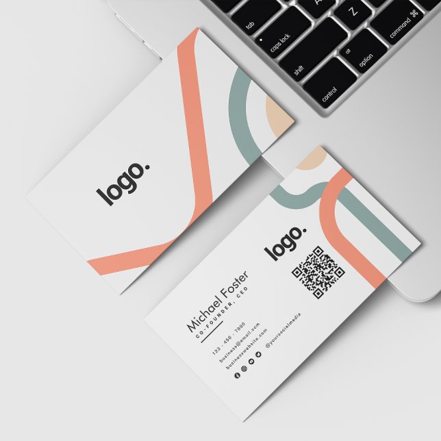 Carte De Visite Code Qrprogrammable moderne minimaliste (Créateur téléchargé)