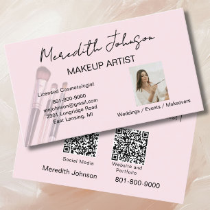Carte De Visite Codes QR de photos professionnelles pour maquilleu