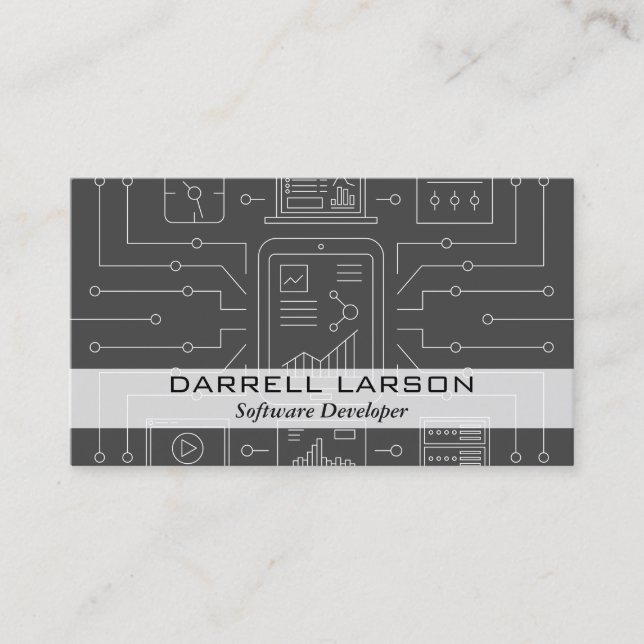 Carte De Visite Codeur logiciel | Technologie du développeur (Devant)