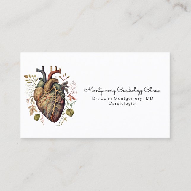 Carte De Visite Coeur anatomique Docteur en Cardiologie Médicale (Devant)