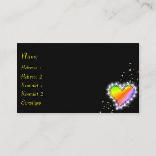 Carte De Visite Coeur arc-en-ciel avec étoiles