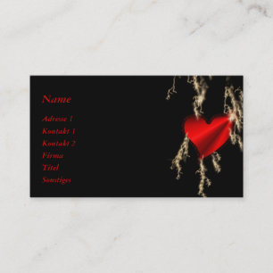 Carte De Visite coeur arc-en-ciel rouge sur noir