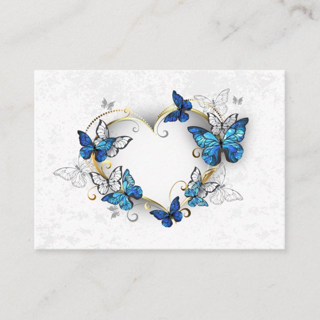 Carte De Visite Coeur bijoux avec papillons Morpho (Devant)
