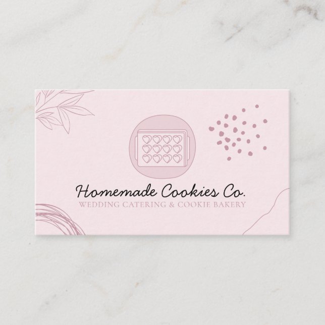 Carte De Visite Coeur bleu rose fait maison Coeurs Cookies (Devant)