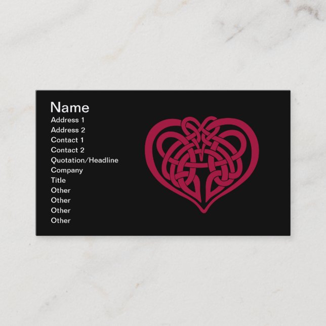 Carte De Visite Coeur celtique de noeud (Devant)