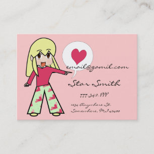 Carte De Visite Coeur Chibi mignon - Cheveux Jaune -