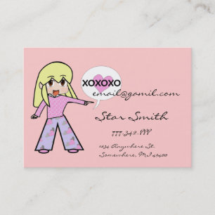 Carte De Visite Coeur Chibi mignon - Cheveux jaunes - - xoxoxoxo