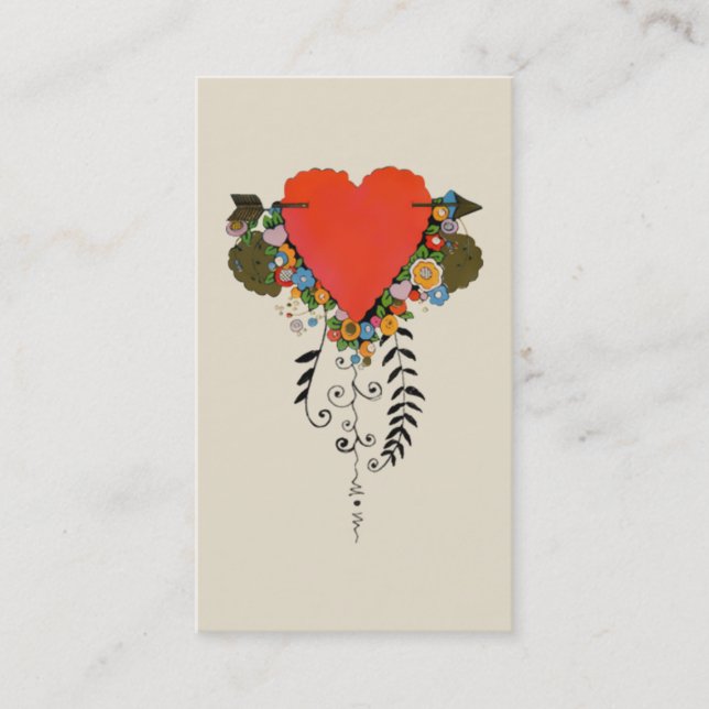 Carte De Visite coeur de 30s Valentine en rouge (Devant)
