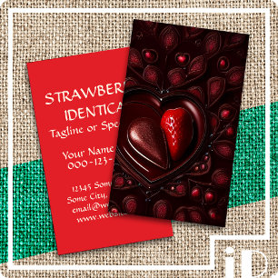 Carte De Visite coeur de fraise au chocolat