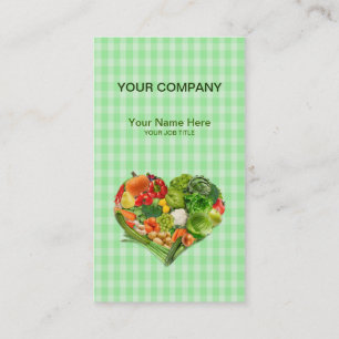 Carte De Visite Coeur de légumes fruits - arrière - plan carré