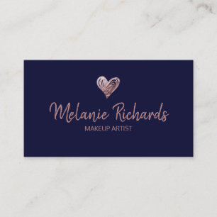Carte De Visite Coeur de mousse bleu marine minime chic