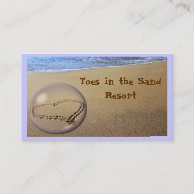 Carte De Visite Coeur de plage dans le sable (Devant)