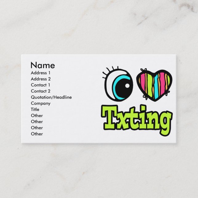 Carte De Visite Coeur des yeux brillants J'aime le texte (Devant)