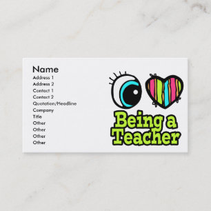 Carte De Visite Coeur des yeux lumineux J'aime être enseignant