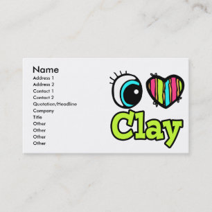 Carte De Visite Coeur des yeux lumineux J'aime l'argile