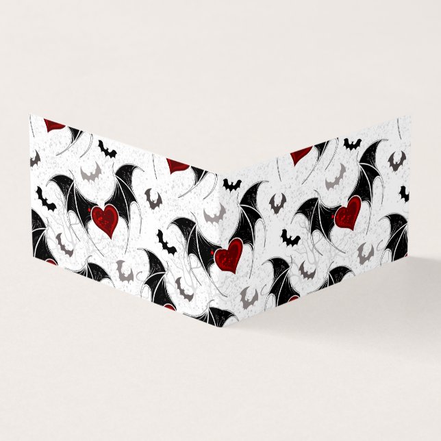 Carte De Visite Coeur d'Halloween avec ailes de chauve-souris noir (Extérieur)