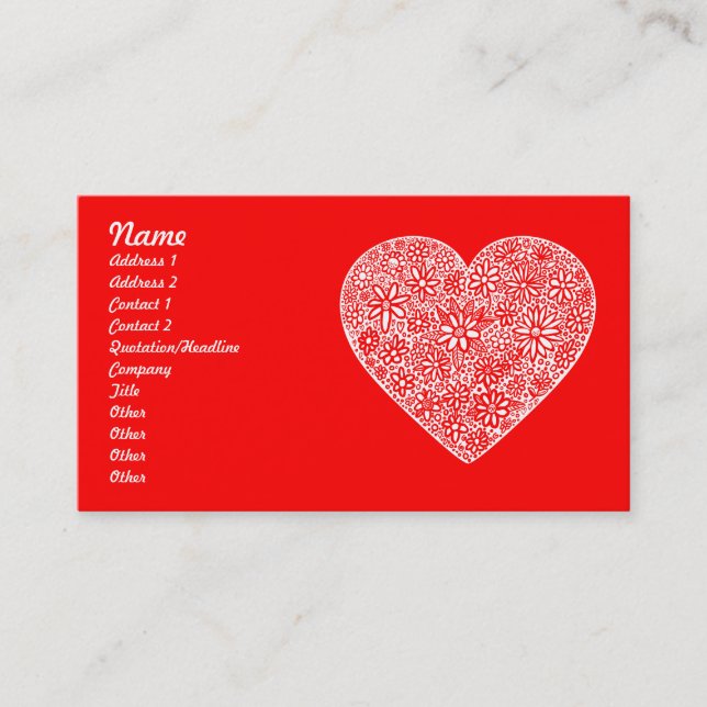 Carte De Visite Coeur encombré - Customisé (Devant)