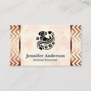 Carte De Visite Cœur et Pattes de Chien   Services de soins aux an