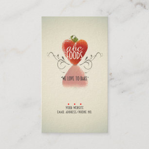 Carte De Visite Coeur fraise (Décoration de cuisson/chef/gâteau) v