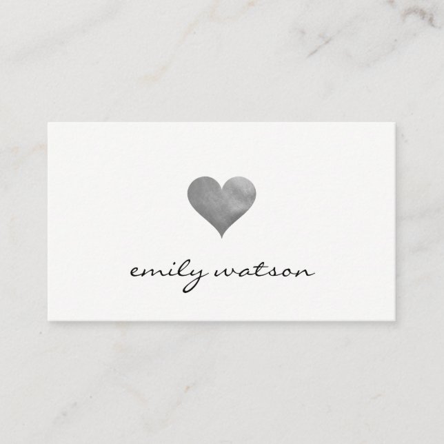 Carte De Visite Coeur gris cutesy (Devant)