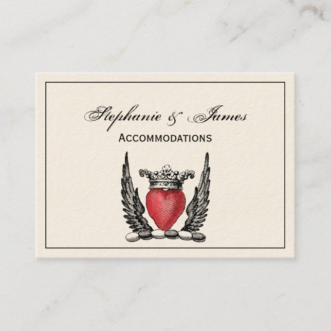 Carte De Visite Coeur héraldique avec ailes Armoiries Crest (Devant)