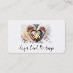 Carte De Visite *~* Coeur Opal Blanc Or Ange ailes AP78 QR