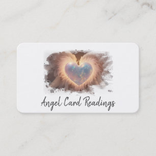 Carte De Visite *~* Coeur Opal Or QR Ange ailes AP78 BLANC