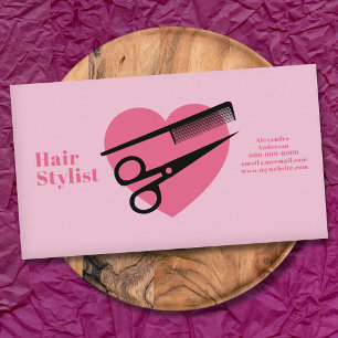 Carte De Visite Cœur Rose - Coiffeur