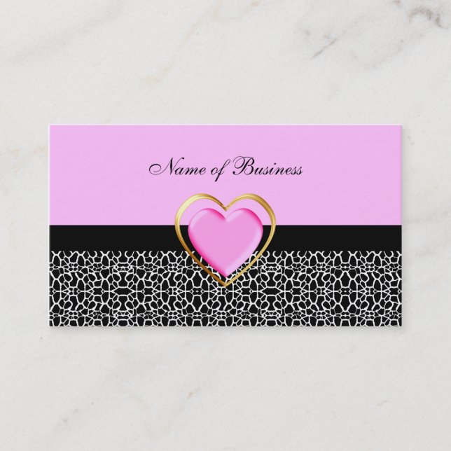 Carte De Visite Coeur rose Fille Avec Impression Giraffe Tendance (Devant)